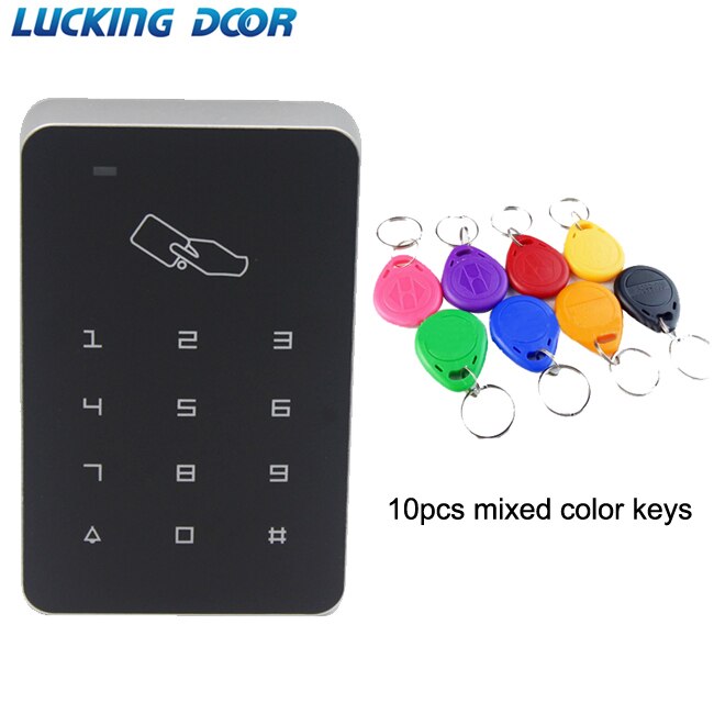 LUCKING DOOR 125khz RFID Digital Keypad Access Control System Door Lock Controller RFID card reader w/ 10pcs TK4100 key: AC and 10 color Key