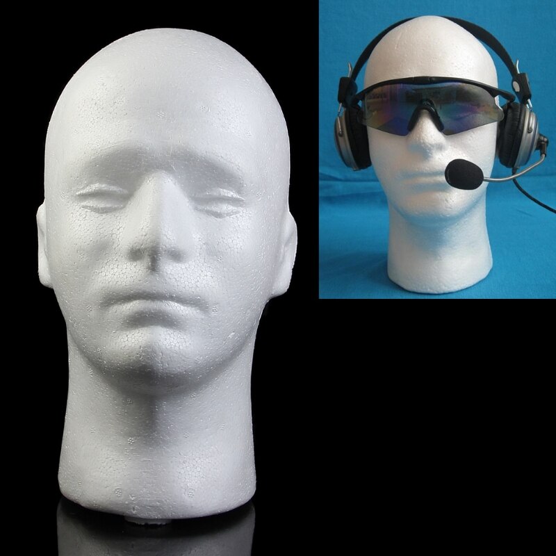 Mannelijke piepschuim mannequin mannequin schuimhoofd model bril hoed displaystandaard