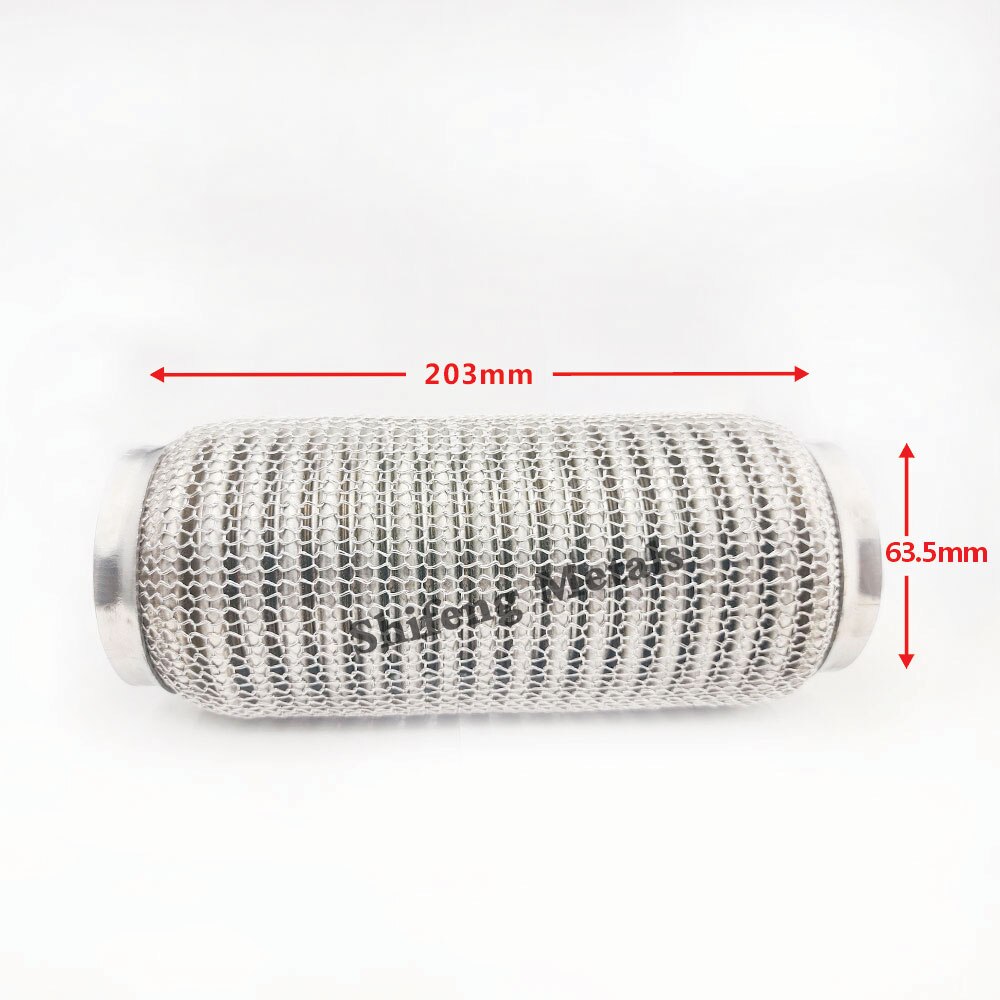 Stainless Steel 304 Flex Pipe Exhaust Bellow Tube Flex Coupler With Mesh Interlock Super Flexible Bellows 63x102mm 76x102mm: 63.5x203mm