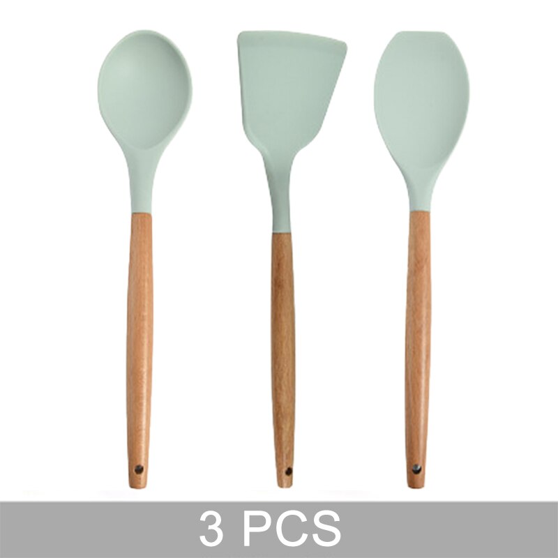 Blue Silicone Kitchen Utensils Set Heat Resistant Nonstick Baking Cooking Tools Kitchenware Accessories 2/3/4/5/6/7/8/9 Pieces: 3 PCS
