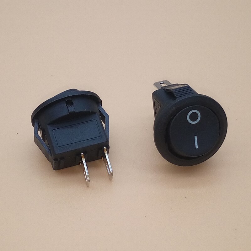 10 stuks ronde tuimelschakelaar 16.5mm 2 pinnen 2 positie aan-uit spst 3a/250v 6a/125v ac zwart