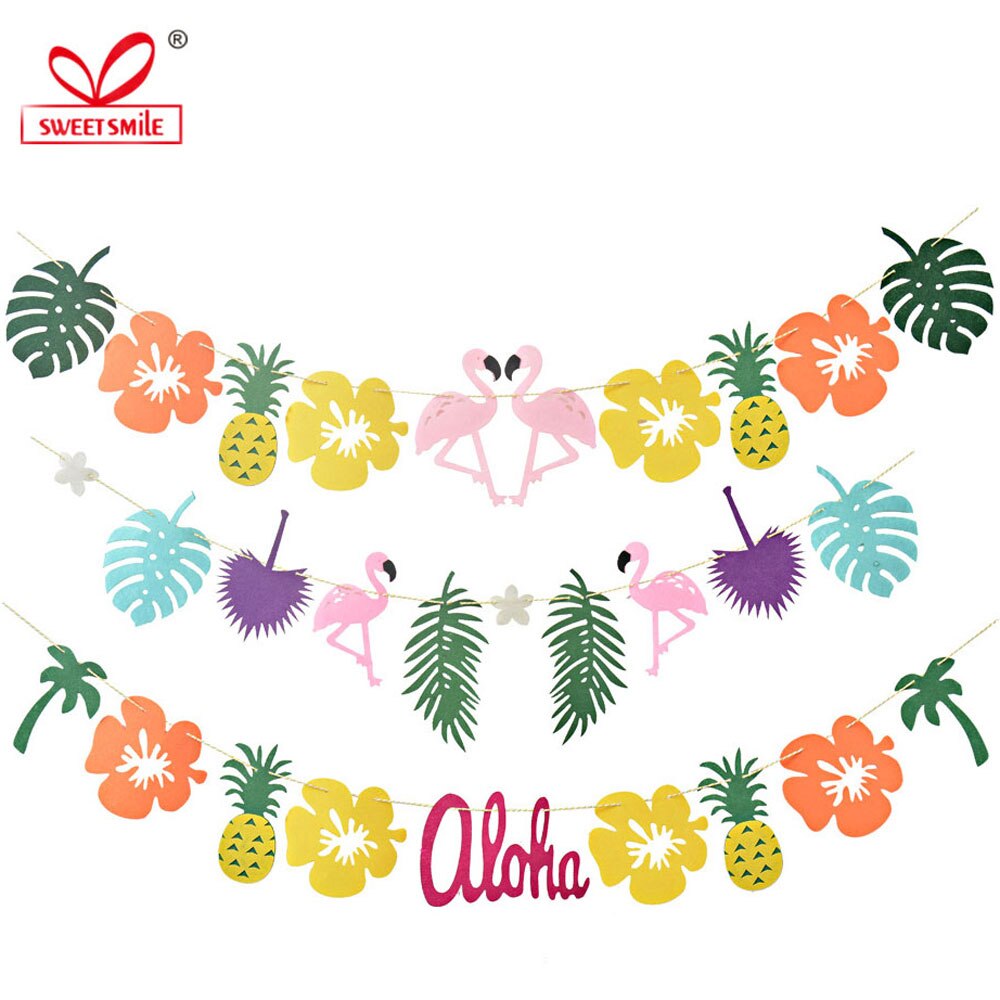 Tropisch Regenwoud Banners Ananas Flamingo Bloemen Vlaggen Gelukkige Verjaardag Decoraties Wedding Baby Shower Feestartikelen