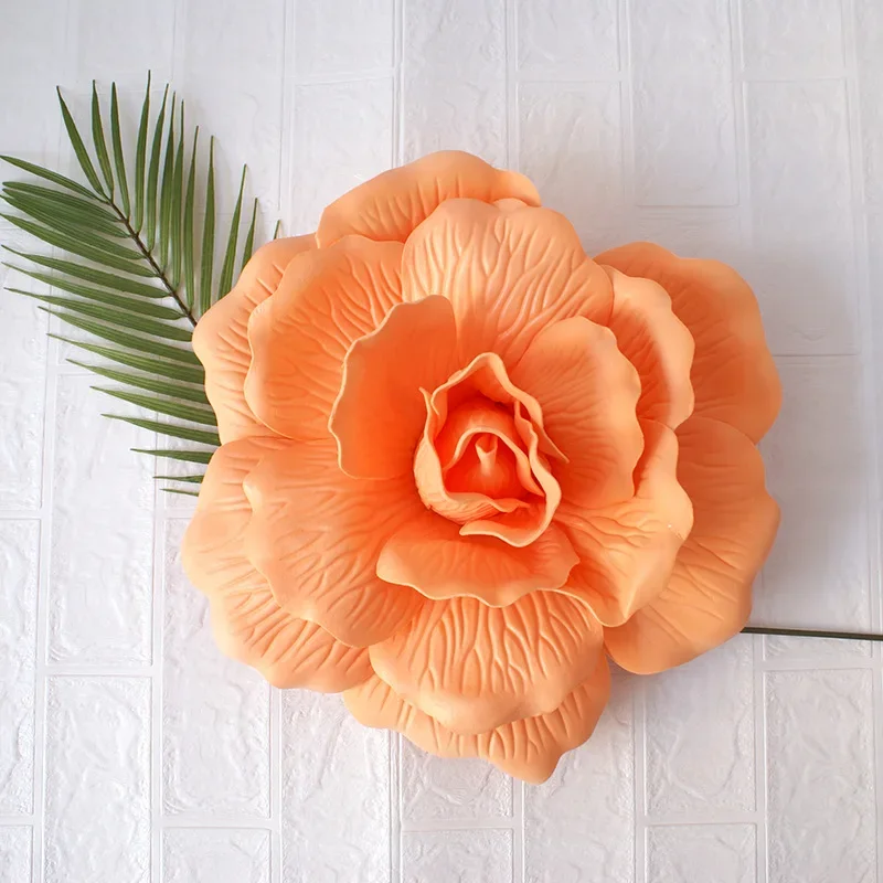 Grote Bruiloft Decoratie Rose Pe Foam Bloem Achtergrond Muur 3d Grote Bloem Simulatie Platte Bodem Rose Kunstbloem: Light Grey