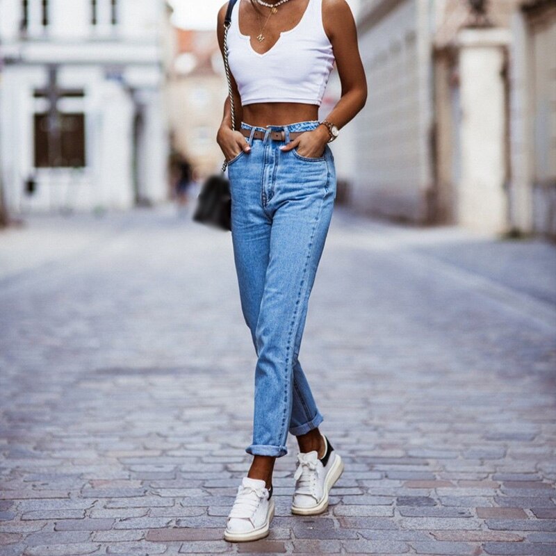 Taille haute femmes Jean classique crayon – Grandado