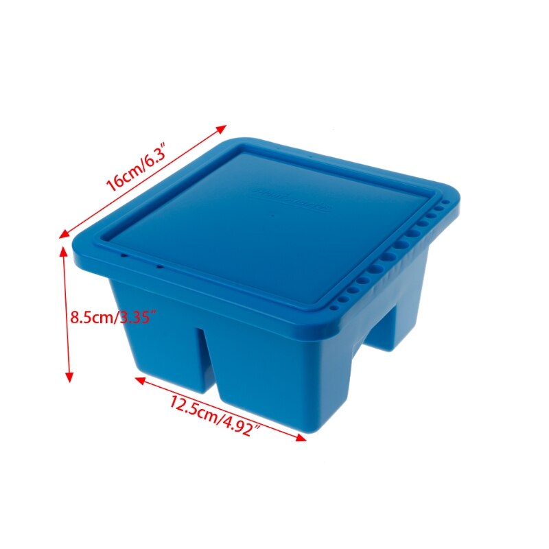 Blauw Dubbele Compartiment 12 Gat Multifunctionele Plastic Penselenbakje Doos Eenvoudige Reiniging Drogen Voor Acryl & Schilderen