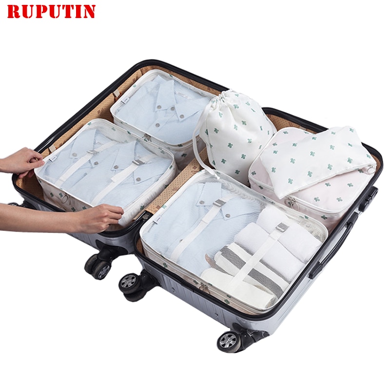 RUPUTIN 6PCS/Set Cloth Waterproof Travel Mesh Bag In Bag Luggage Organizer Packing Cube For Travel Accessories