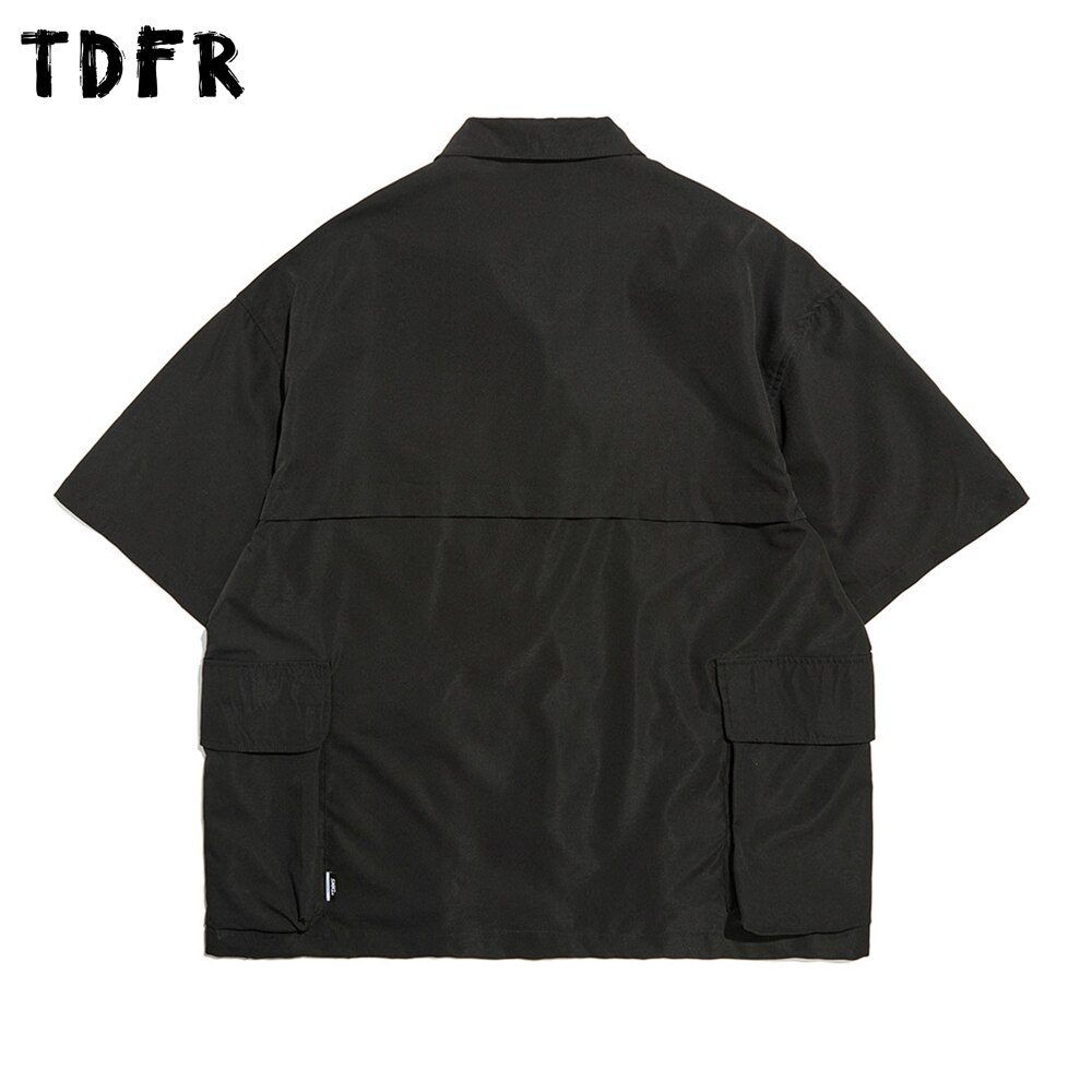 Effen Kleur Korte Mouwen Shirt Heren Safari Stijl Revers Shirts Zomer Amekaji Casual Losse Half Mouwen Mannen