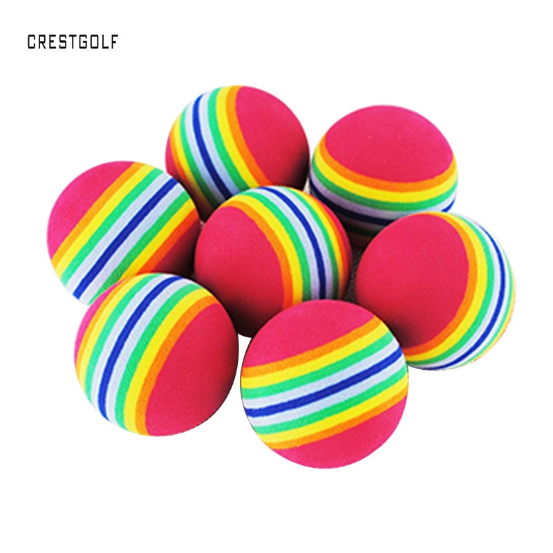 Crestgolf 10 Stks/pak Regenboog Bal Golf Pu Foam Balls Streep Spons Praktijk Bal Achtertuin Gekleurde Golfballen