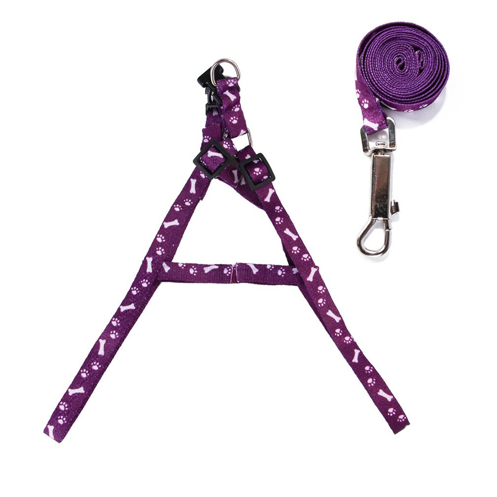 Huisdier Aangelijnd Afdrukken Dog Harness En Leash Set Outdoor Sport Comfortabele Gewatteerde Handvat Kat Singels Recall Chihuahua Dierbenodigdheden: purple