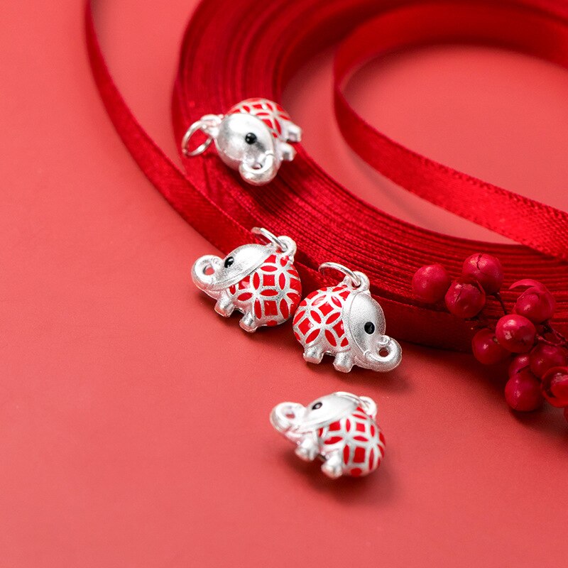 Meetsoft modisch 925 Sterling silber niedliche rot elefantenanhänger, speziell für diy-handarbeit-schmuck, beugt allergien vor.