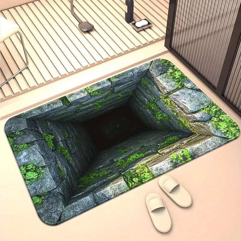 Front Door Mat Entrance Brick Bottomless Hole Area Rug 3D Trap Optical Visual Illusion Rugs Playroom Floor Carpet Mat: 400mm x 800mm / Light Grey