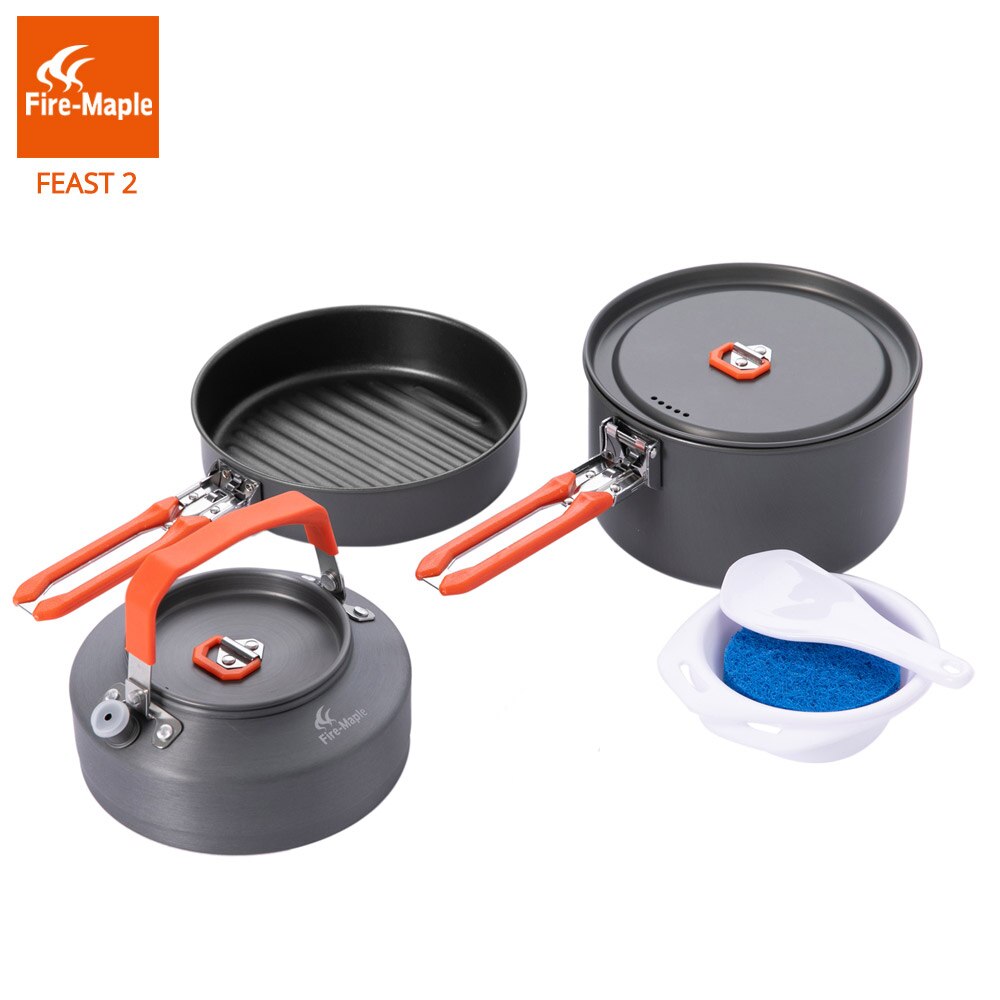 Fire Maple Picknick Pot Pan Set Outdoor Camping Wandelen Cookware Backpacken Koken Opvouwbare Handvat Aluminium Feest 2 FMC-F2