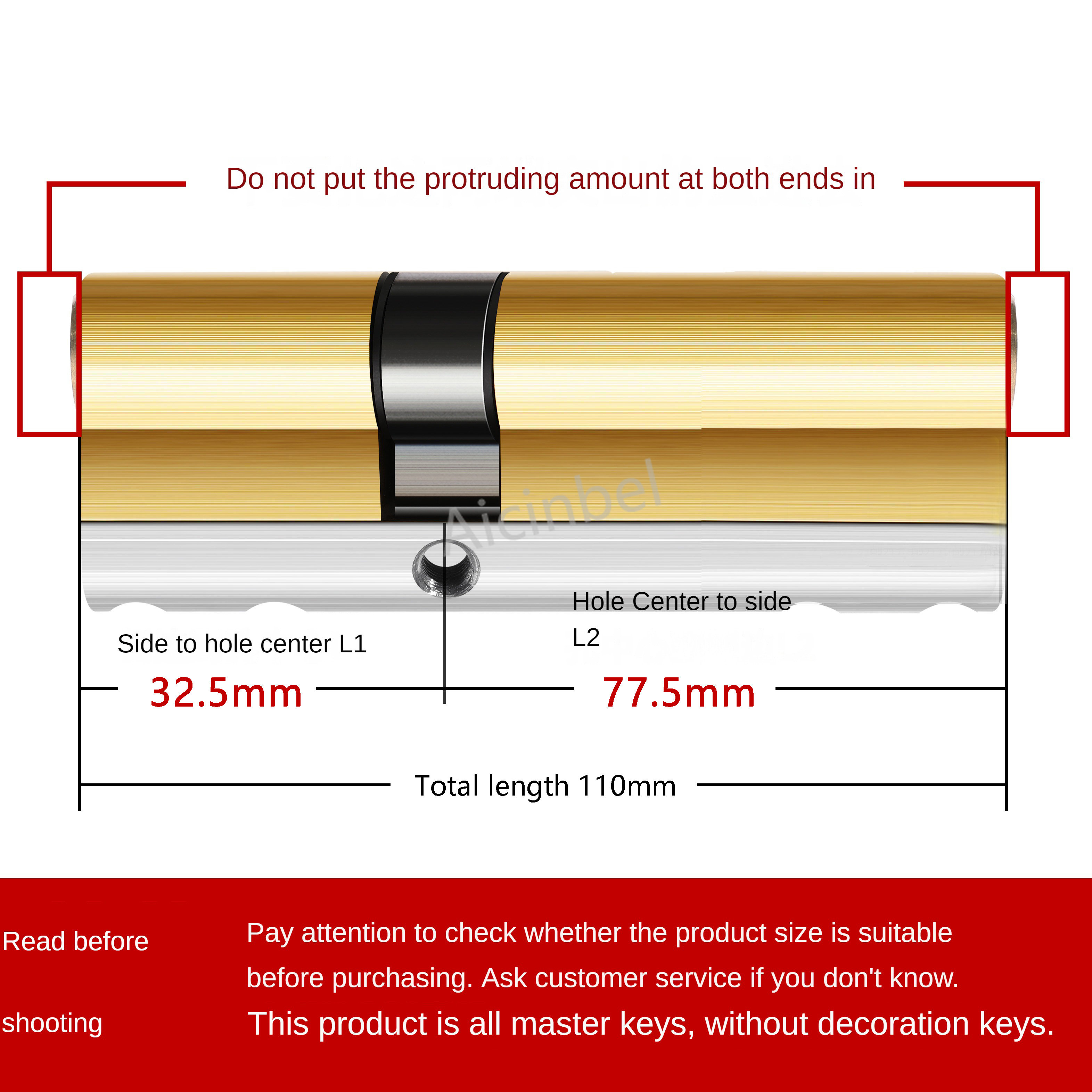 Slotcilinder Europese Standaard 65-115Mm Slotcilinders Buitendeursloten, Deurslotcilinder 8 Hoofdsleutels Super C Klasse Slot: Roze