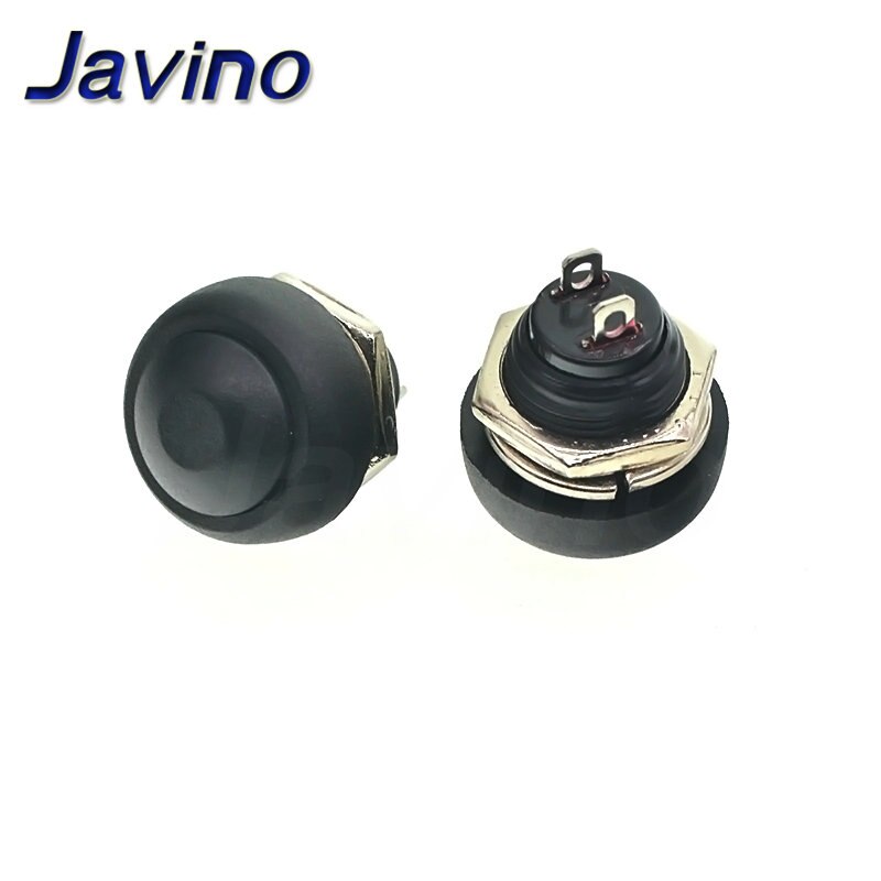 Mini interruptor de 2 pines 12mm 1A interruptor impermeable pbs33b 12v interruptor de botón momentáneo reinicio pbs-33b sin bloqueo: Negro