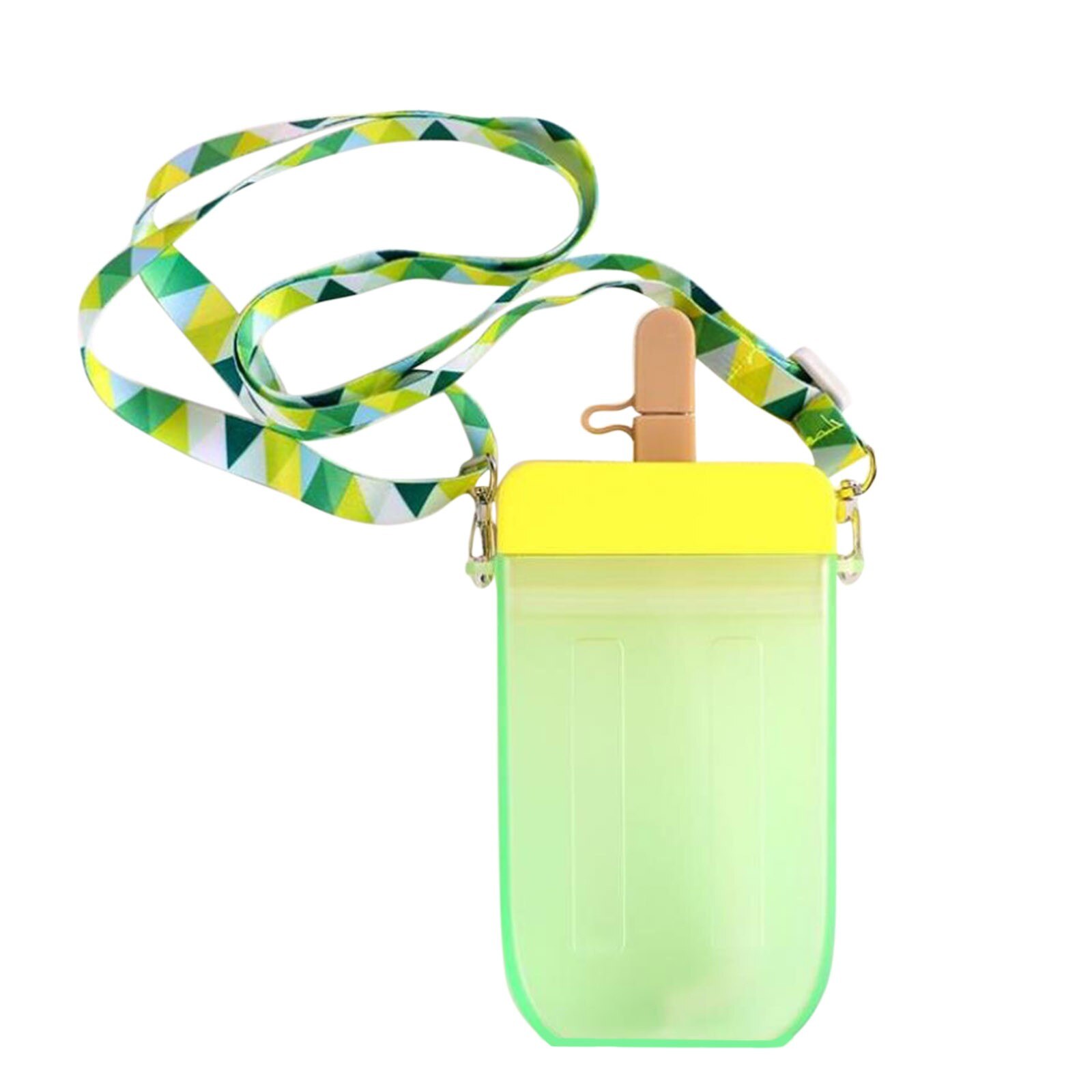 Leuke Zoete Ijs Water Fles Plastic Flessen Water Kids Water Met Stro Fles Anti-Val Creatieve Draagbare Popsicle cup: Green 