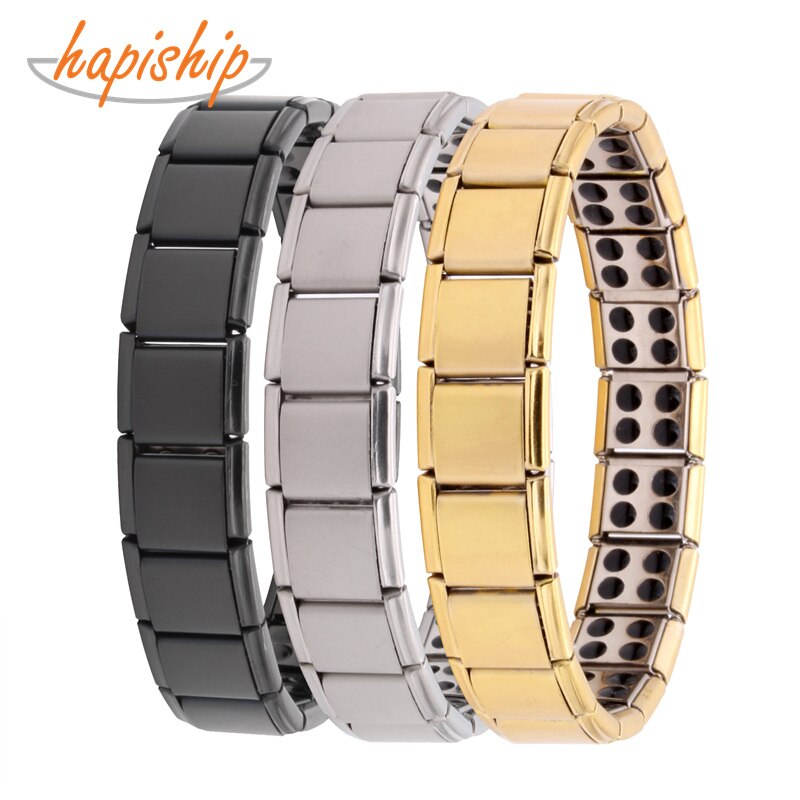 Hapiship Mode-sieraden 13Mm Goud Zwart 80 Germanium Roestvrij Staal Energie Armband Power Bangle Voor Man Vrouwen G022