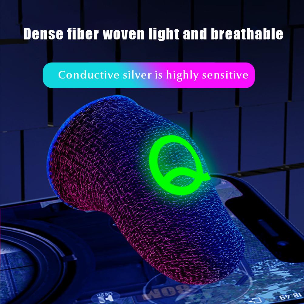 2Pcs Luminous Mobile Gaming Controller Finger Sleeves Mobile Game Gloves Touch Screen Finger Cots One Size