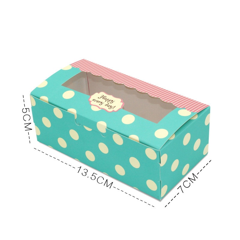 12 pcs box packaging wedding favor paper cake box cookie candy handmade cupcake birthday party box with window dots: S