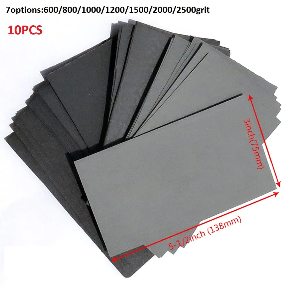 10 stuks/set schuurpapier 600 800 1000 1200 1500 2000 2500 korrel schuurpapier water/droog schuurpapier schuurgereedschap