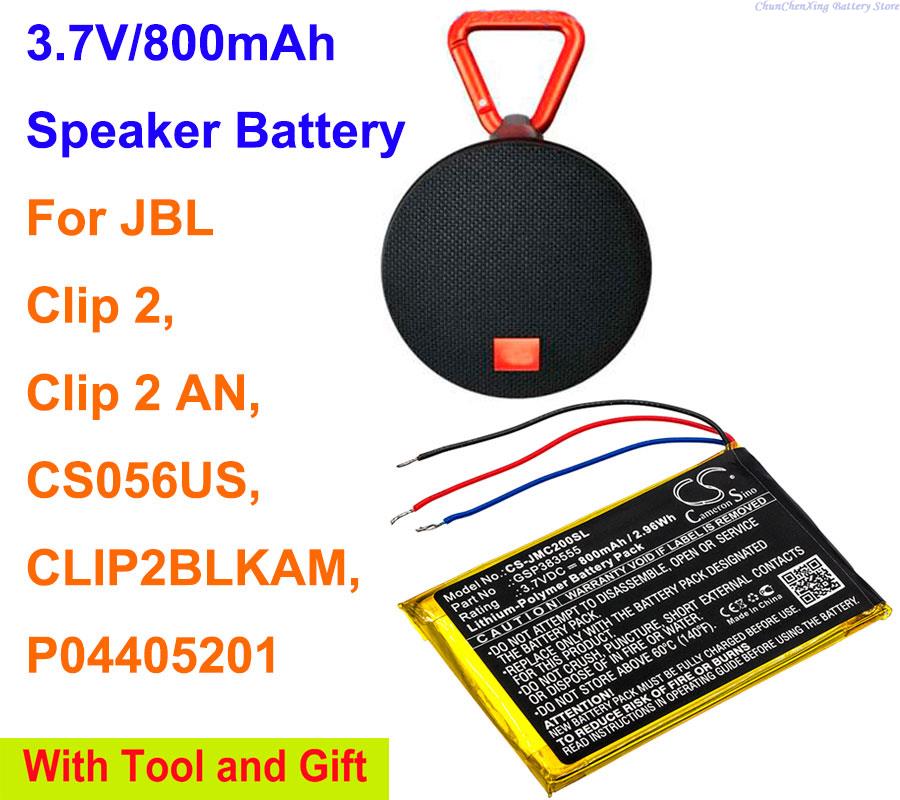 Cameron Sino 800mAh batteria altoparlante GSP383555 per JBL Clip 2, Clip 2 AN, CLIP2BLKAM, CS056US, P04405201