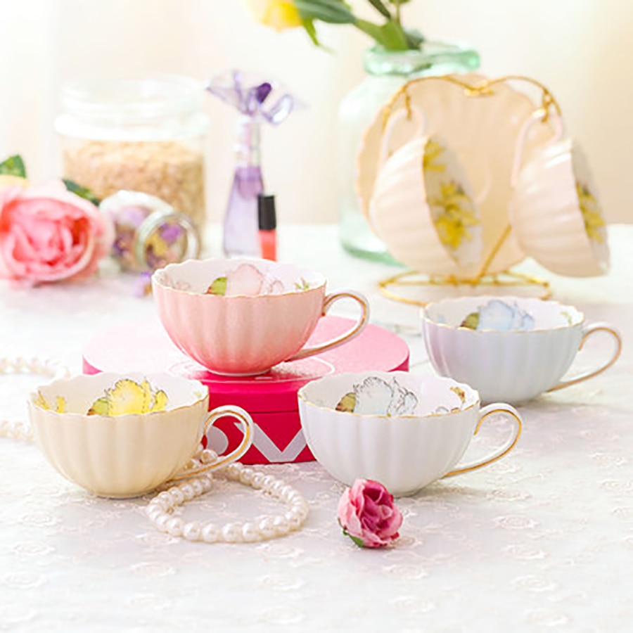 High Tea Set Espresso Cups European Coffee Cup Set Ceramic Reusable Crockery Tazas Para Cafe Ceramic Cup Saucer Set Home LZI066