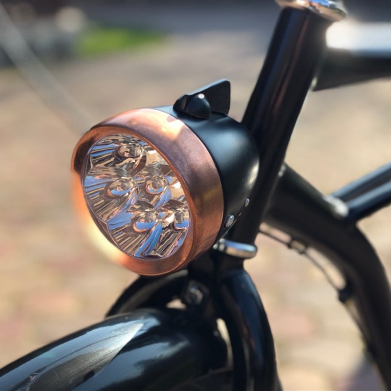 Q039 retro bike riding levert batterij LED verlichting/LED fiets koplamp/fiets licht koper/front koplampen