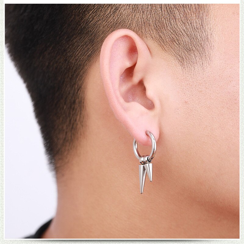 Mode Klinknagel Taper Rvs Earring Voor Vrouwen Mens Classic Punk Stud Oor Sieraden 2 Stuks