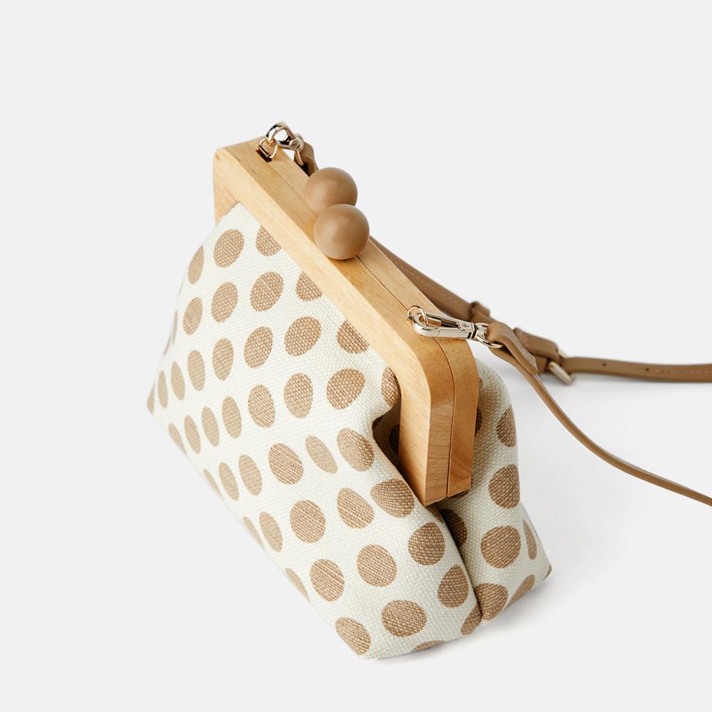 Punkt Holz Clip Taschen Für Frauen Leinwand frauen Schulter Tasche retro Kisslock Hülse Umhängetaschen Kupplung Geldbörsen