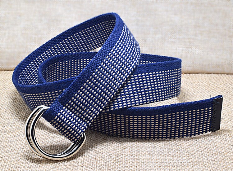 Buitensport casual canvas riem dubbele ringen gesp casual unisex casual canvas tailleband luxe merk