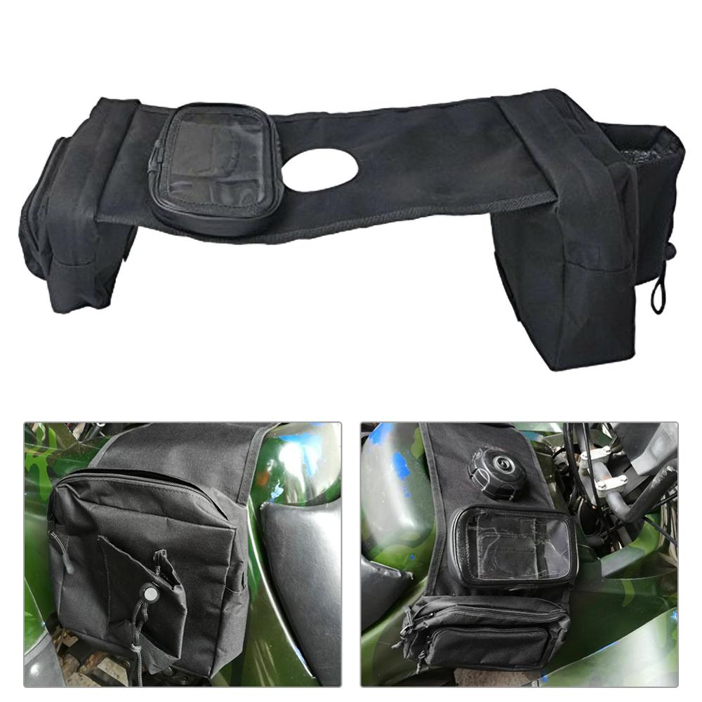 1 Set Multi-pocket ATV Fuel Tank Bag Saddlebag Mobile Cup Holder for UTV Yamaha Kawasaki Scooter Fast CSV