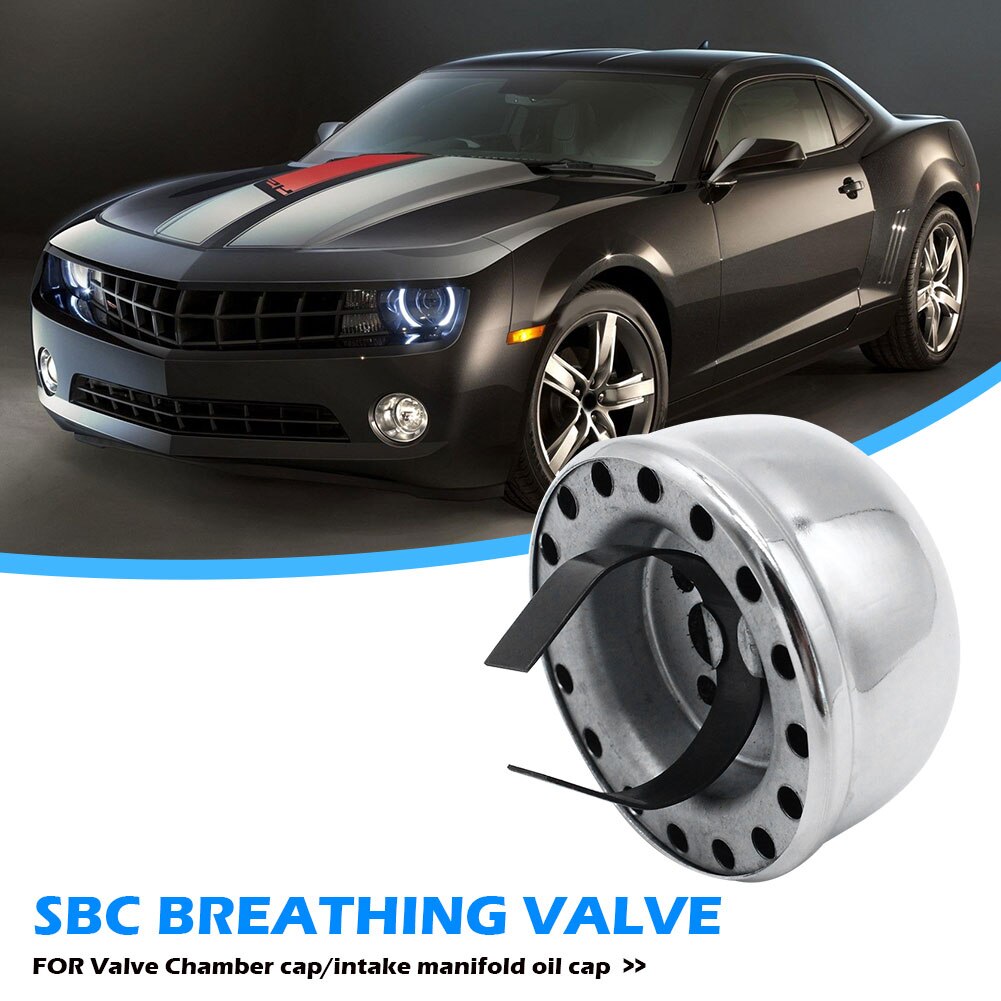 Oil Cover Push-in Valve Cover Breather Chrome Steel Oil Filler Breather Cap for SBC Small Block Chevy 283 327 350 Engine