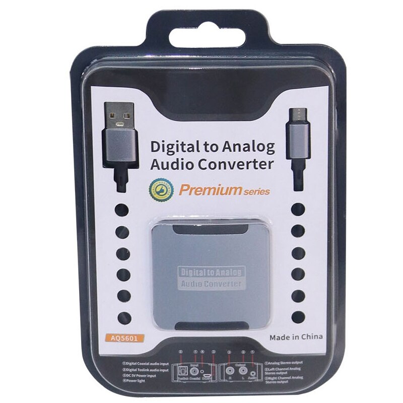 Audio Converter Digital to Analog Audio Converter Coaxial Toslink to Analog Stereo L/R RCA 3.5mm Jack Audio Adapter