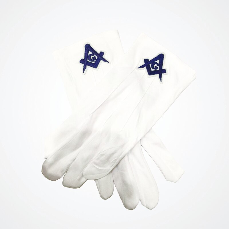 Freimaurer Insignien nutzung und stickerei stil günstige weiß Polyester hülse Freimaurer Polyester handschuhe: Nummer 1 10 Paare
