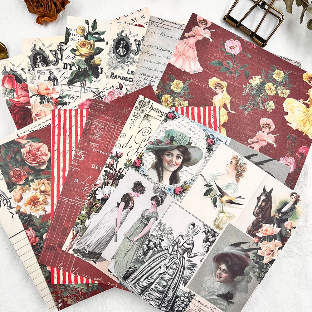 Romantic Rose Girls Material Craft Paper Packs Scrapbooking Happy Planner DIY Card Decoration Photo Albums