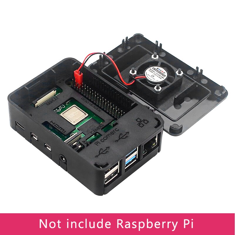 Raspberry Pi 4 Case ABS Shell Enclosure Box Black Housing compatible Cooling Fan for Raspberry Pi 4 Model B