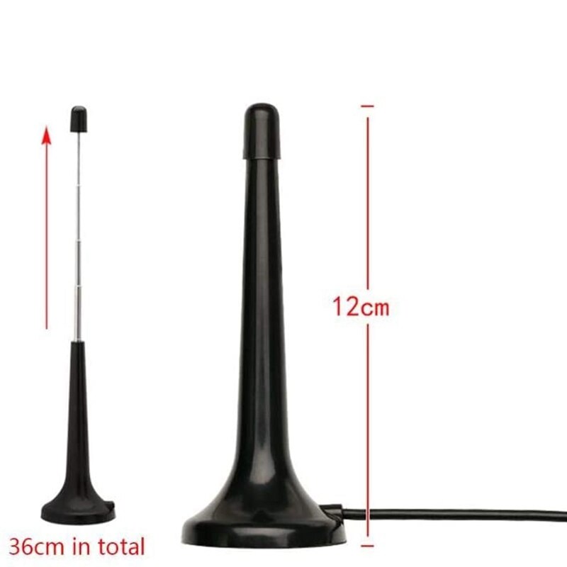 Antena telescópica de alta ganancia con conector macho F, Radio TV, FM, DTMB, 15Dbi, 72-868Mhz