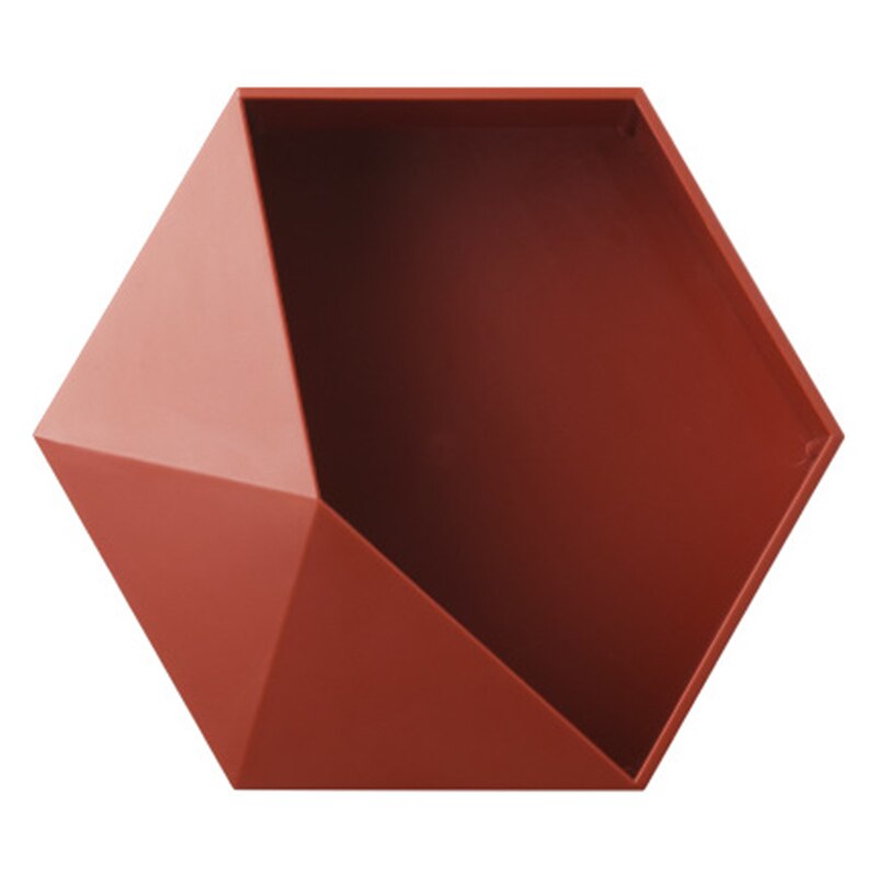 Geométrico hexagonal prateleira de armazenamento nordic suporte de parede flutuante prateleira expositor pote titular tb venda: Vermelho