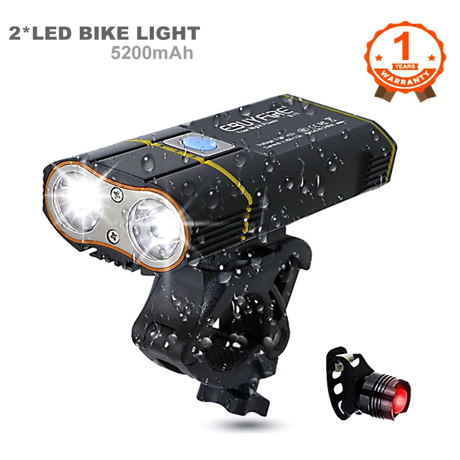 6000LM Bicycle Light 2x XML-L2 LED Bike Light With USB Rechargeable Battery Cycling Front Light +Handlebar Mount