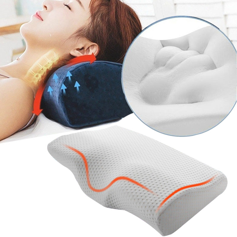 Orthopedische Memory Foam Kussen Trage Rebound Nek Bescherming Kussen Zachte Vlinder Vormige Kussen Voor Slapen 50/60Cm