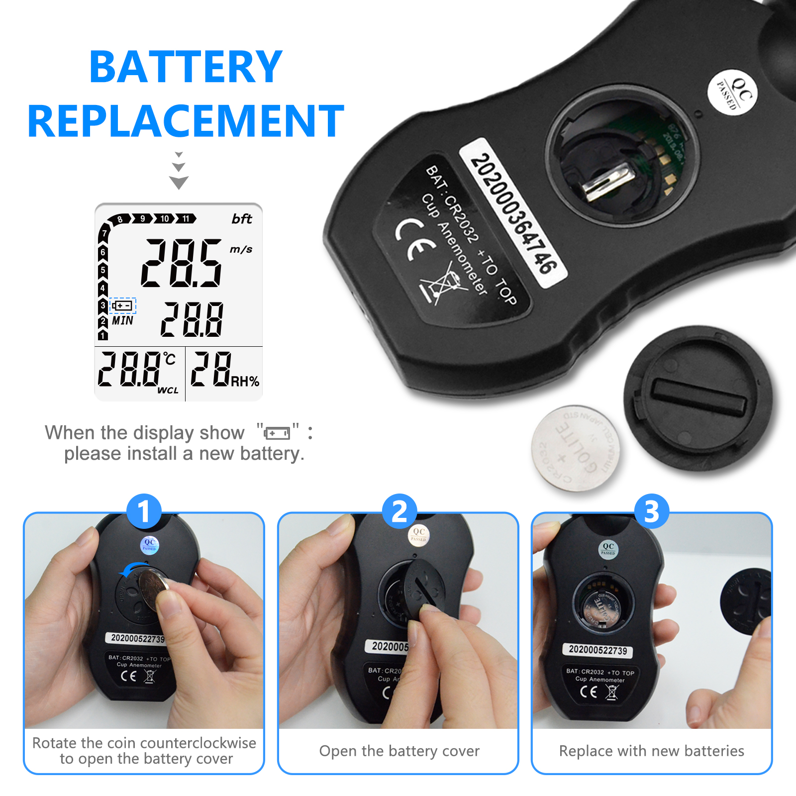 BTMETER-877 Digital Wind Speed Meter, Handheld Anemometer with LED Back-Light for Wind Speed / Wind Temperature/ Wind Humidity