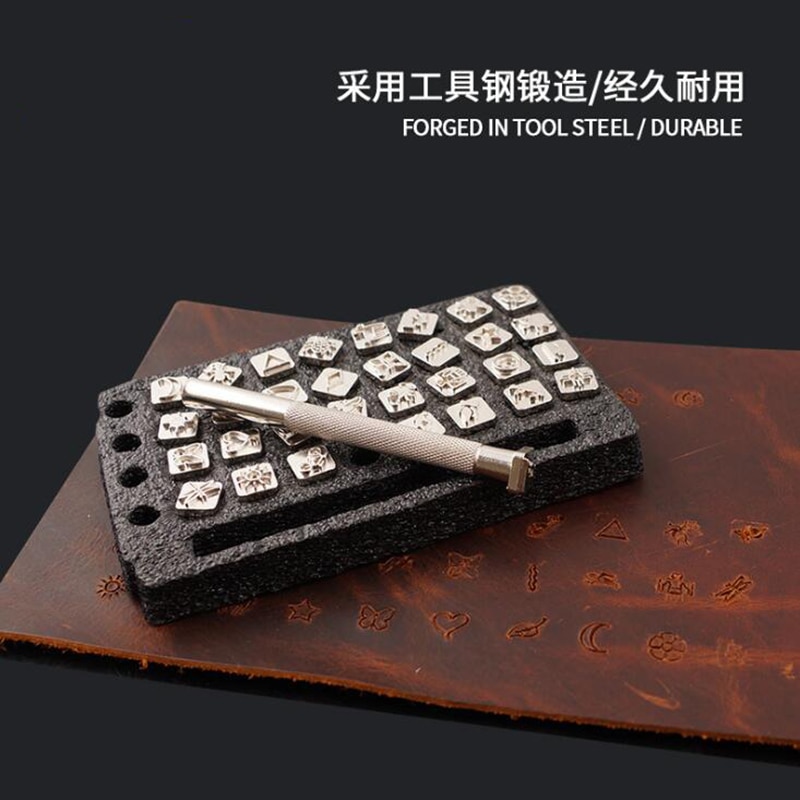 32pcs/set Leather Printing Punch Tools Handmade Carving Leathercraft Punch Stamps Sculpture Metal Leather Craft Tools