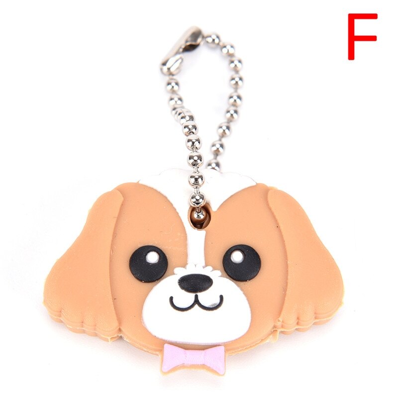 Siliconen sleutelhanger dop hoofddeksel sleutelhanger hoesje schelp kat hamster mopshond hond dieren vorm mooie sieraden: F