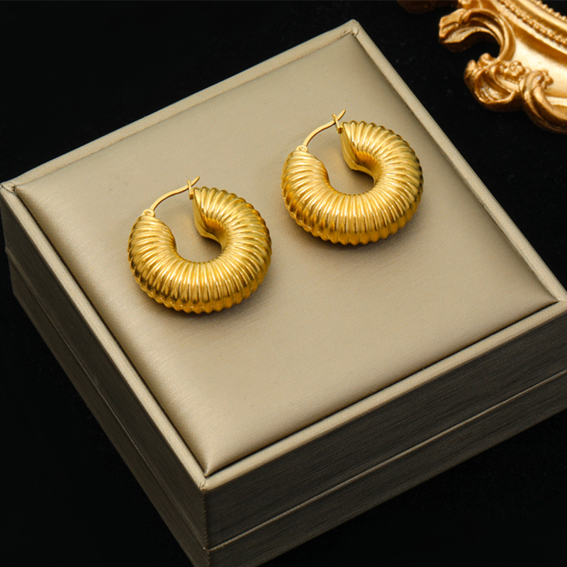 EILIECK-pendientes de acero inoxidable 316L para mujer y niña, aretes giratorios geométricos de Color dorado, joyería para la oreja que no se decolora, para , BAKьги: Chapado en cobre envejecido
