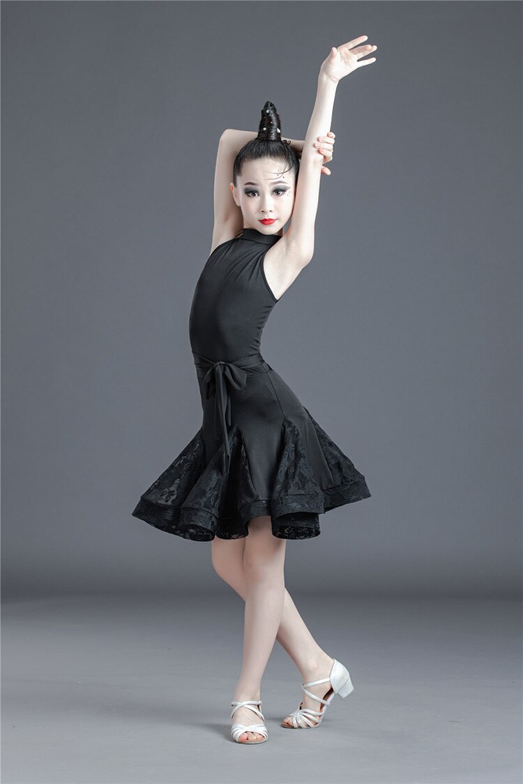 Girl Latin Dance Dress Children Lace Tassels Dress Kids Dresses For Girls Latin Training Tango Performance Clothes Cha Cha