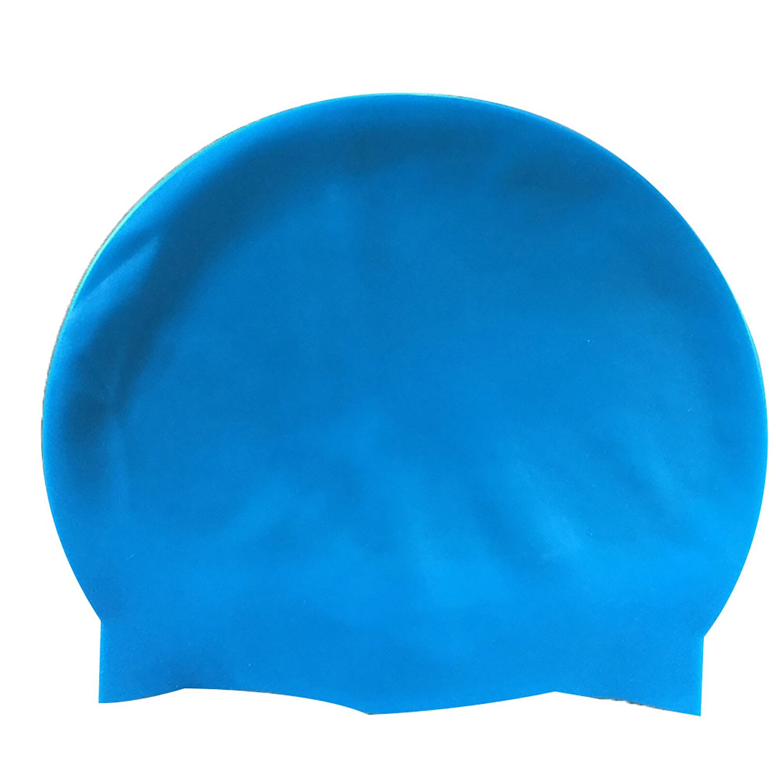 Elastic Silicone Waterproof Swim Cap Elastic Put on Easily Silicone Silicone Swimcap Long Hair for Training: Lake Blue