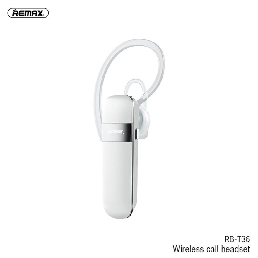 RB-T36 Bluetooth 5.0 Unilateral Wireless Single Ear Hanging Headset PC+ABS HD Call HiFi Sound Earphone Noise Reduction Headphone: White