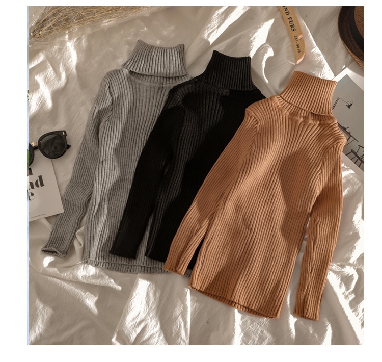 Babymeisjes trui meisjes truien effen coltrui jas jongens truien herfst gebreide kinderkleding meisjes trui pure kleur