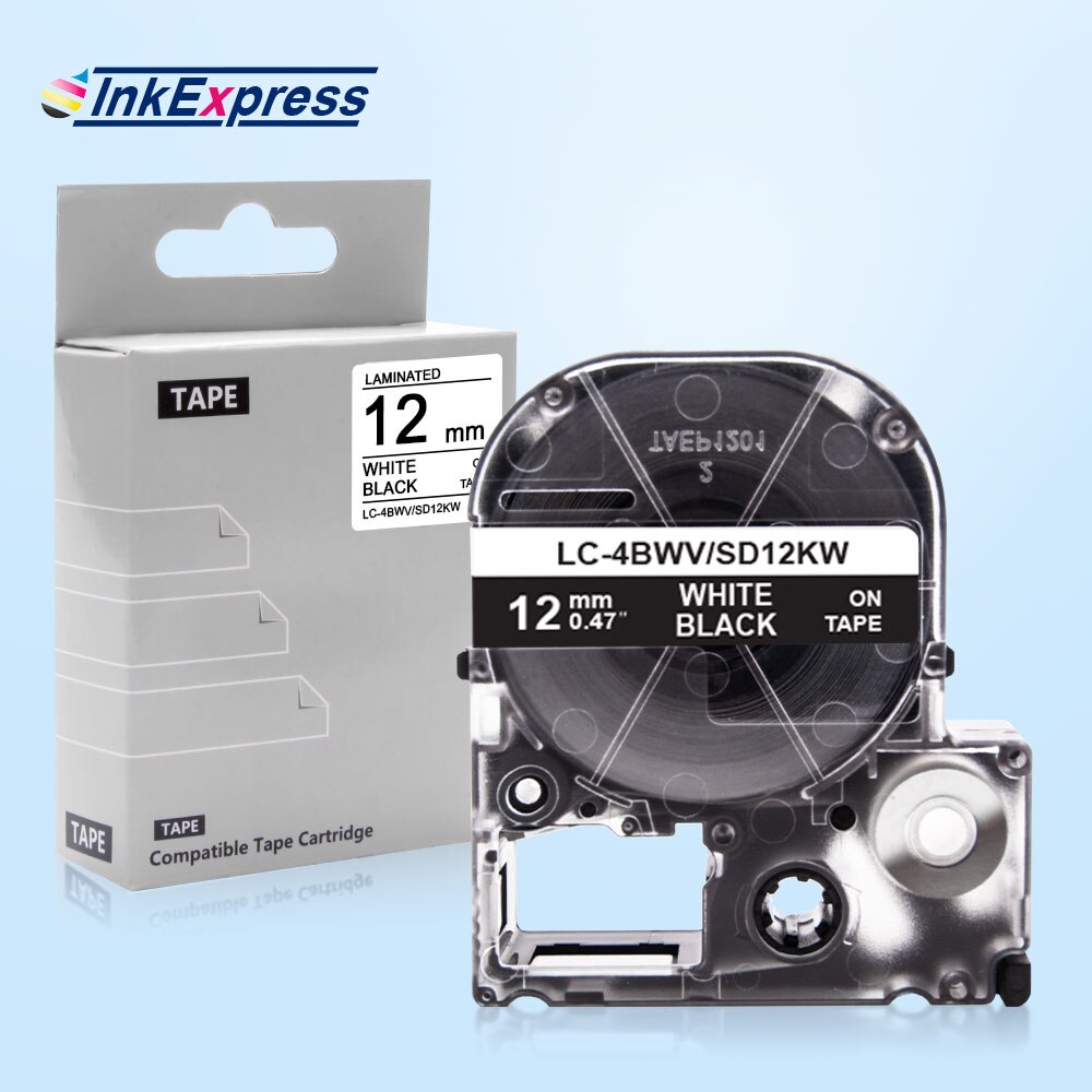 12mm taśma do projektora Epson król Jim SS12KW SC12RW SC12YW SC12BW SC12GW ST12KW taśma z etykietami LC-4WBN wstążki drukarki dla Epson drukarka do etykiet: White on Black