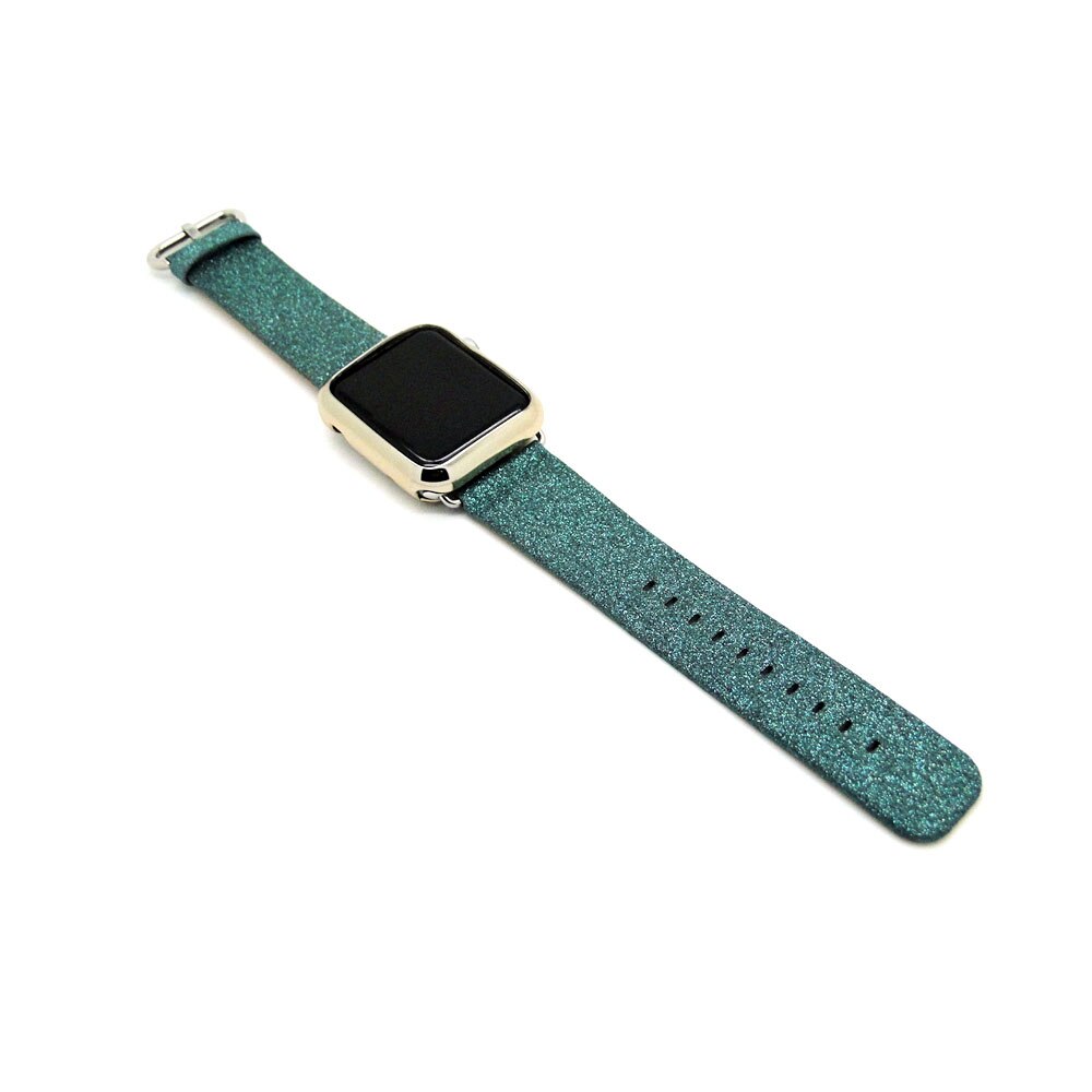 Bling Glitter PU Leder Handgelenk Gurt Für Apple Uhr Band Für iWatch Serie 4 3 2 1 44mm 40mm 42mm 38mm Ersatz Armband: Grün / 38mm and 40mm