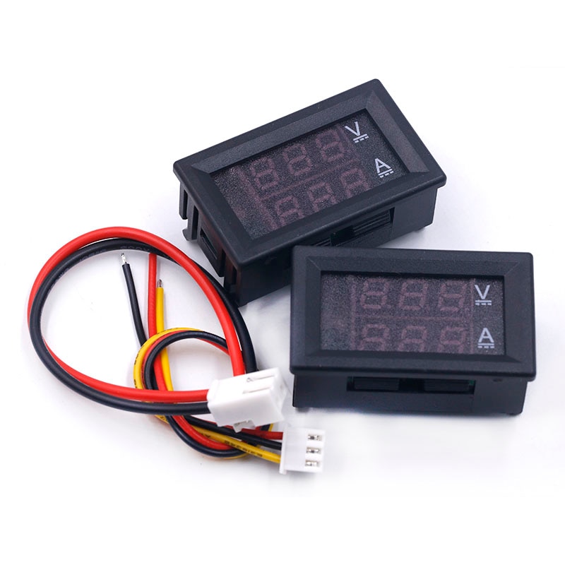 Dc 0-100v 10a digital voltmeter ammeter dobbelt display spenningsdetektor strømmåler panel amp volt gauge 0.28 "rød blå led